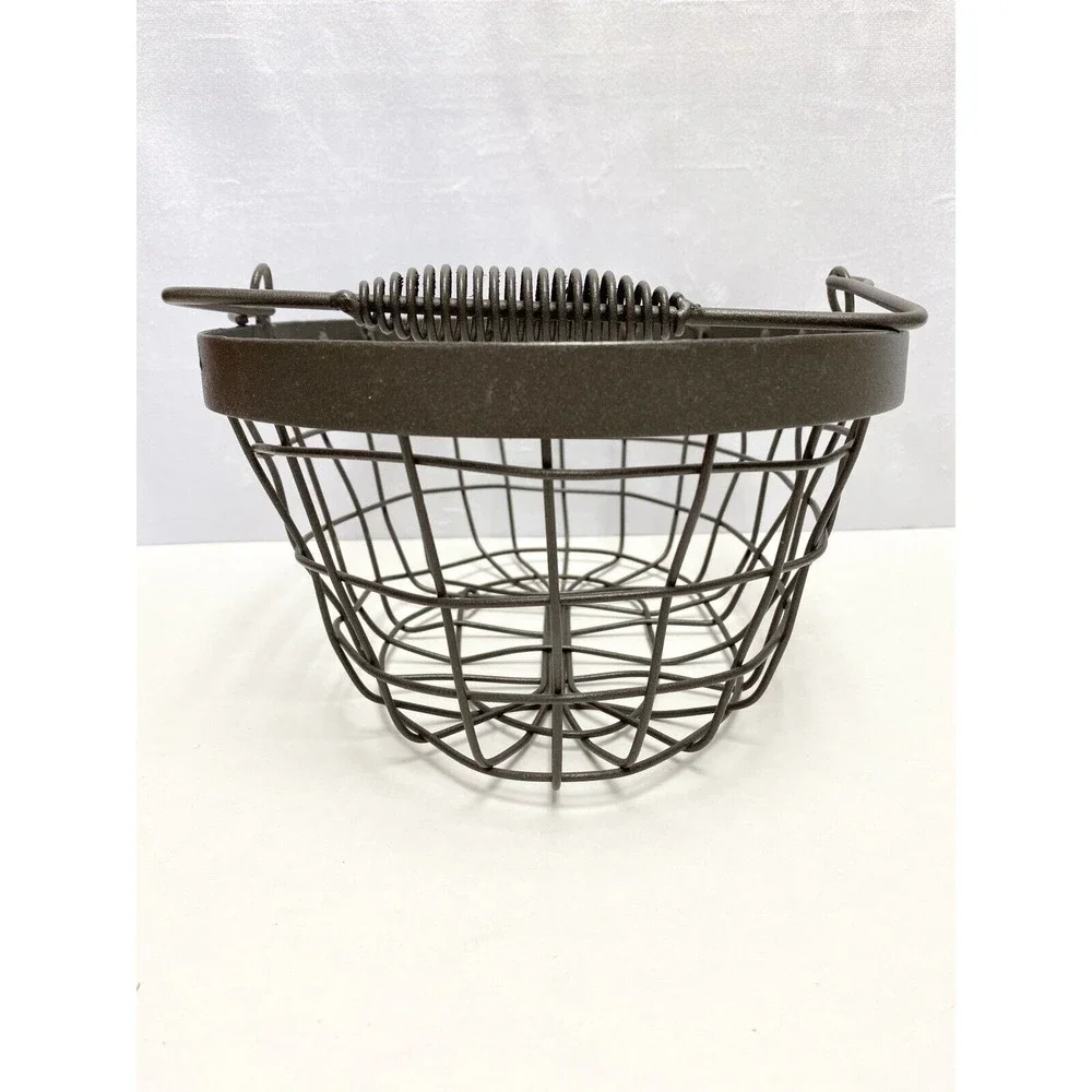 Metal wire basket‎ with Handle Farmhouse cottagecore gift basket 10.75”Lx8”Wx5”H
